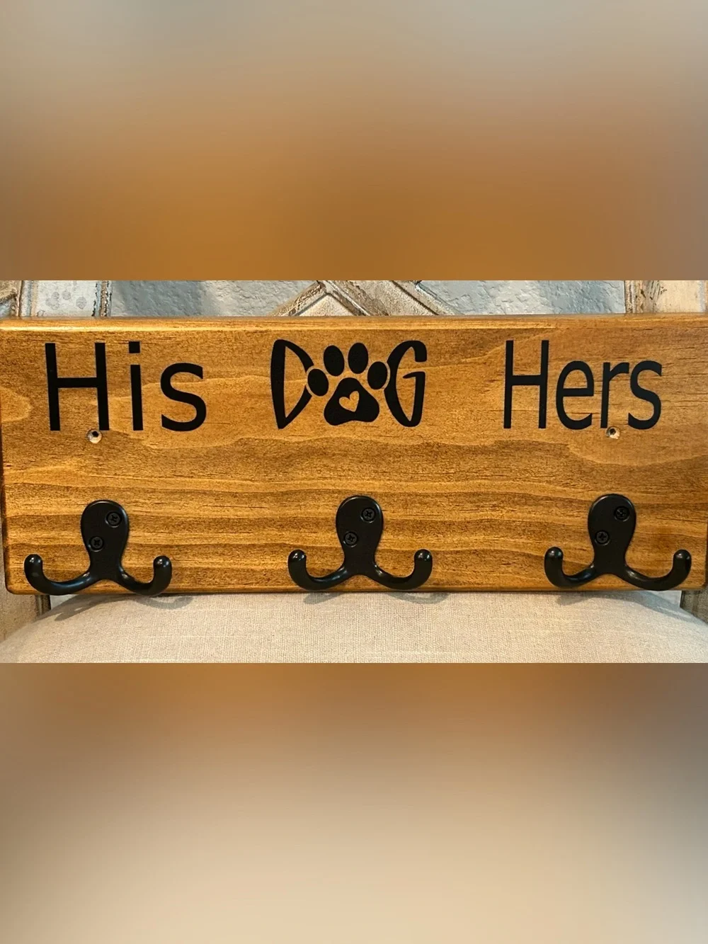 Wooden Hook Rack : His, Dog, Hers